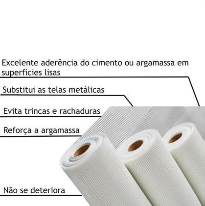 Imagem de Tela Fibra De Vidro 10x9 Construção Reforço Alvenaria (5m2)