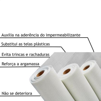 Imagem de Tela Fibra Vidro Base Coat Reforço Alvenaria 50x1,00m