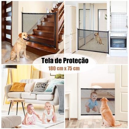 Imagem de Tela Grade Porta Cachorro Pet Cães Gato Crianças 180x70cm