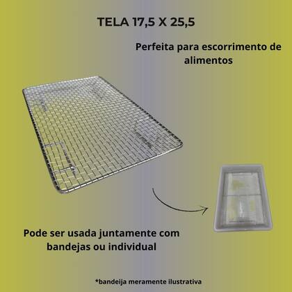 Imagem de Tela Grelha P/ Escorredor Fritura 22,1x30,3x7,5cm Salgados