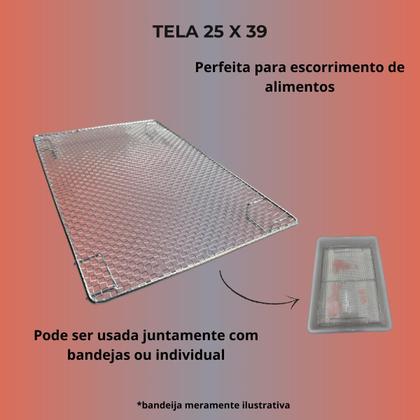 Imagem de Tela Grelha P/ Escorredor Fritura 29,6x43,5x7,5cm Salgados