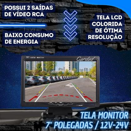 Imagem de Tela Lcd 7' Monitor Camera 24v 18 Led Infravermelho Cabo 10m