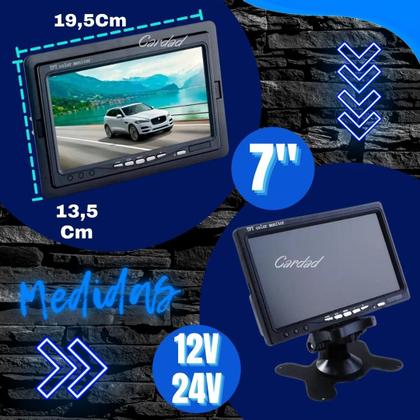 Imagem de Tela Lcd 7' Monitor Camera 24v 18 Led Infravermelho Cabo 10m