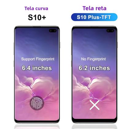 Imagem de Tela LCD sensível ao toque com moldura para samsung galaxy s10 plus/s10 + g975f, substituição