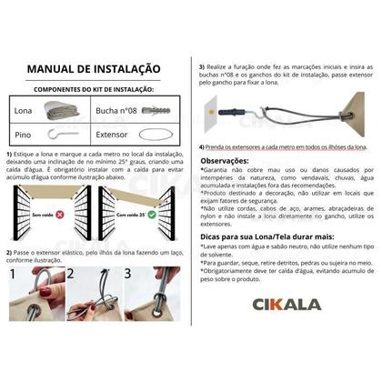Imagem de Tela Lona Cinza Shade Lux 8x1.30 M Impermeável + Kit Fixação Para Cobertura Garagem Quintal