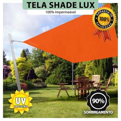 Imagem de Tela Lona Laranja 3.5x2 M Impermeável Shade Lux + Kit
