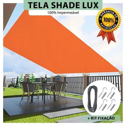 Imagem de Tela Lona Laranja 3.5x2 M Impermeável Shade Lux + Kit