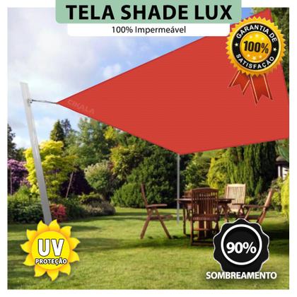 Imagem de Tela Lona Vermelha 5x2.5 Metros Sombreamento Impermeável Shade Lux + Kit