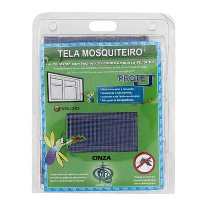 Imagem de Tela Mosquiteira com tiras autocolantes kit completo 1,25mx1,05m CINZA