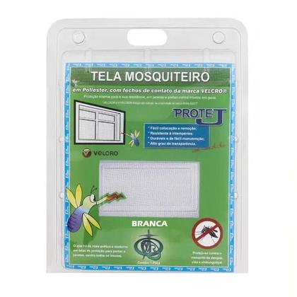 Imagem de Tela Mosquiteira com tiras autocolantes kit completo 1,25mx1,55m BRANCA