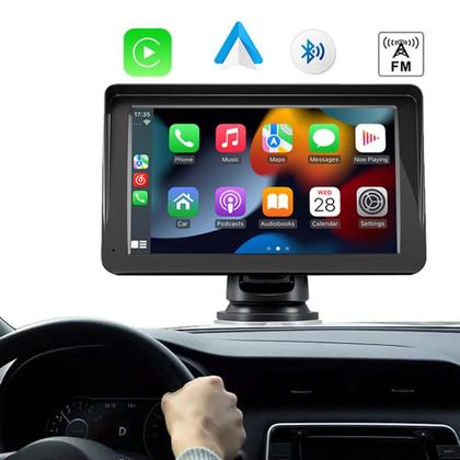 Imagem de Tela Multimídia Portátil Universal Com Espelhamento Sem Fio, Bluetooth, Tela de 7, USB e Carplay - Não precisa de moldur