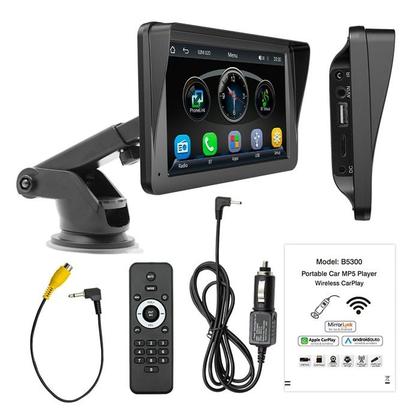 Imagem de Tela Multimídia Portátil Universal Com Espelhamento Sem Fio, Bluetooth, Tela de 7, USB e Carplay - Não precisa de moldur