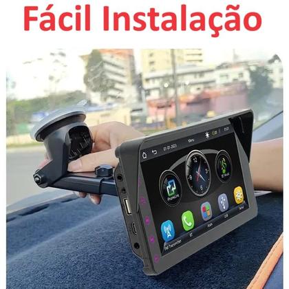 Imagem de Tela Multimídia Portátil Universal Com Espelhamento Sem Fio, Bluetooth, Tela de 7, USB e Carplay - Não precisa de moldur