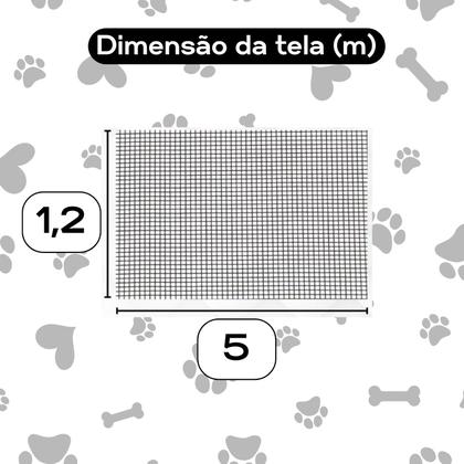 Imagem de Tela Pet-shop Revest. Pvc Cinza Cachorros Gatos 5,00 x 1,20m