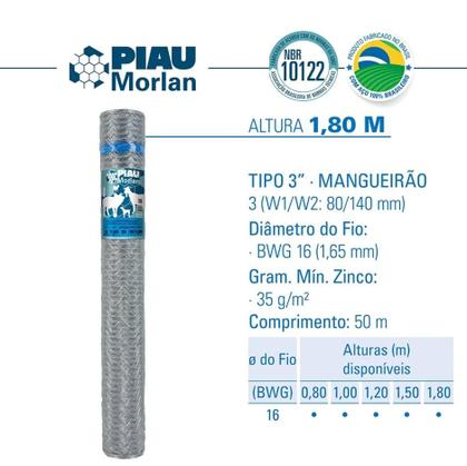 Imagem de Tela Piau Morlan Mangueirão 3x16x1,80m 50m