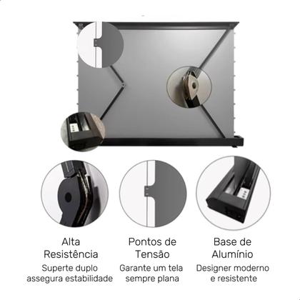 Imagem de Tela Projetor Retrátil Elétrica Chão Com Controle 120 Polegadas