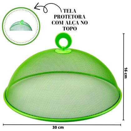 Imagem de Tela protetora de alimentos em metal com alça no topo 30cm