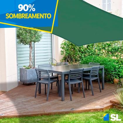 Imagem de Tela Shade P/ Sombreamento Verde 5x3 com Bainha Ilhós + Kit