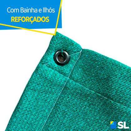 Imagem de Tela Shade P/ Sombreamento Verde 5x3 com Bainha Ilhós + Kit