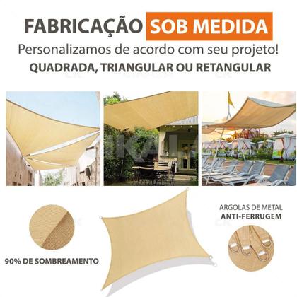 Imagem de Tela Shade Sombreamento Areia 3x2 Metros +Kit Fixação