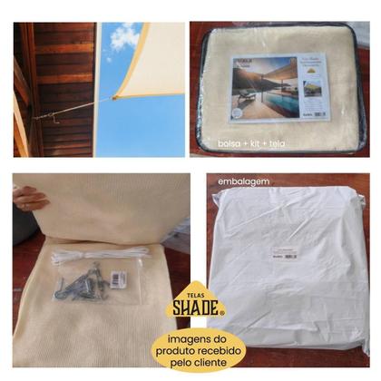 Imagem de Tela Shade Sombreamento Areia 3x2 Metros +Kit Fixação