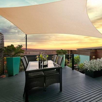 Imagem de Tela Solar Sombra Piscina 3x3 Quadrada Areia +Kit Instalação