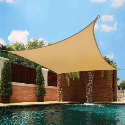 Imagem de Tela Solar Sombra Piscina 3x3 Quadrada Areia +Kit Instalação