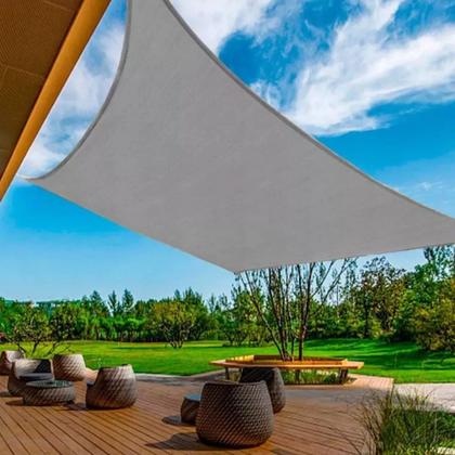 Imagem de Tela Solar Sombra Piscina 3x3 Quadrada Cinza +Kit Instalação