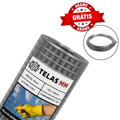 Imagem de Tela Soldada 25mm 5m x 0,50m + Arame Galvanizado 18 BWG 10m