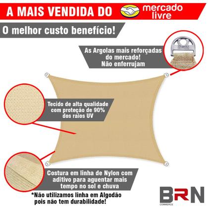 Imagem de Tela Sombreamento Decorativa 5x5 + Kit Instalação