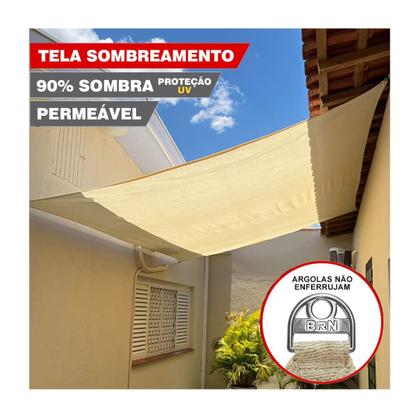 Imagem de Tela Sombreamento Decorativo Areia Cobertura 3,5x2,5 Metros