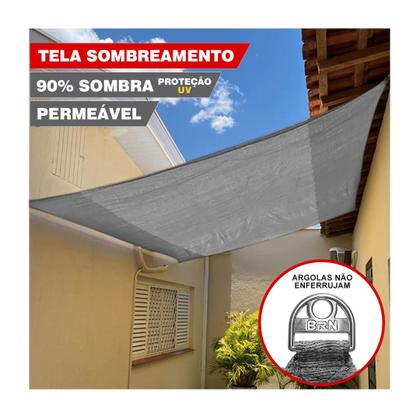 Imagem de Tela Sombreamento Decorativo Cinza Cobertura 4x2,5 Metros