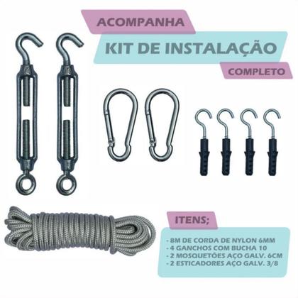 Imagem de Tela Sombreamento Solar Shade 2x2m Azul Com Kit Instalação Garagens Quintais Permeável Sombra