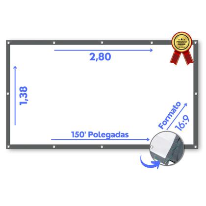 Imagem de Tela telao projeção 150 polegadas 1,38 x 2,80