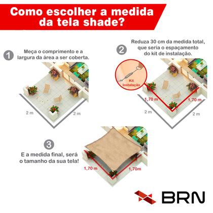 Imagem de Tela Toldo de Sombreamento 90 Cor Areia Cobertura Decorativa 3x2,5m  Kit Instalação