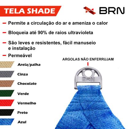 Imagem de Tela Toldo de Sombreamento 90 Cores Cobertura Decorativa 4,5x3,5 metros  Kit Instalação