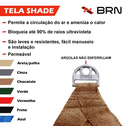 Imagem de Tela Toldo de Sombreamento 90 Cores Cobertura Decorativa 4,5x3,5 metros  Kit Instalação