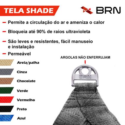 Imagem de Tela Toldo de Sombreamento 90 Cores Cobertura Decorativa 4,5x3,5 metros  Kit Instalação