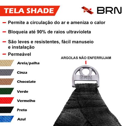 Imagem de Tela Toldo de Sombreamento 90 Cores Cobertura Decorativa 4,5x3,5 metros  Kit Instalação