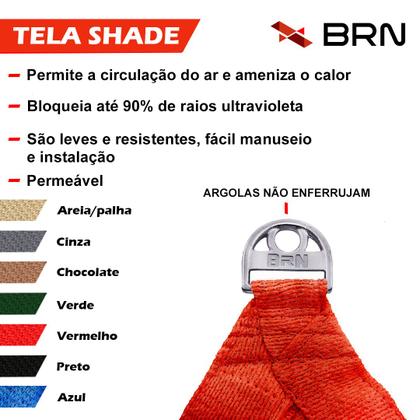 Imagem de Tela Toldo de Sombreamento 90 Cores Cobertura Decorativa 4,5x3,5 metros  Kit Instalação
