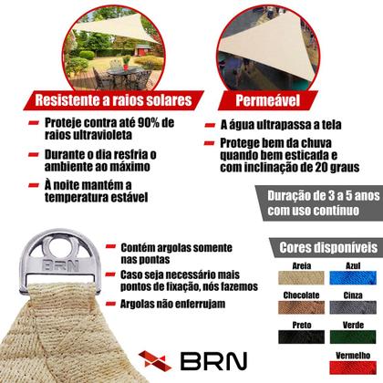 Imagem de Tela Toldo de Sombreamento 90 Cores Cobertura Decorativa 4,5x3,5 metros  Kit Instalação