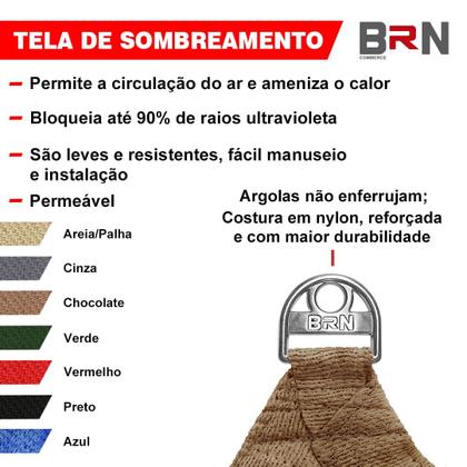 Imagem de Tela Toldo Sombreamento Cobertura Decorativa 2,5x2,5 Metros