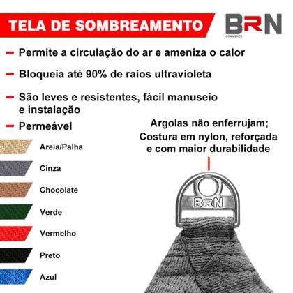 Imagem de Tela Toldo Sombreamento Cores Cobertura 2x2 Metros + Kit De Instalação