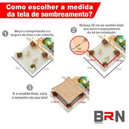 Imagem de Tela Toldo Sombreamento Cores Cobertura 2x2 Metros + Kit De Instalação