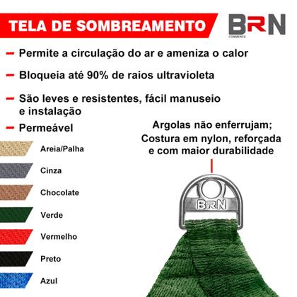 Imagem de Tela Toldo Sombreamento Cores Cobertura 5x3 Metros + Kit De Instalação