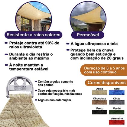 Imagem de Tela Toldo Sombreamento Decorativo Cor Areia Cobertura Retangular 3x2 Metros + Kit Instalação