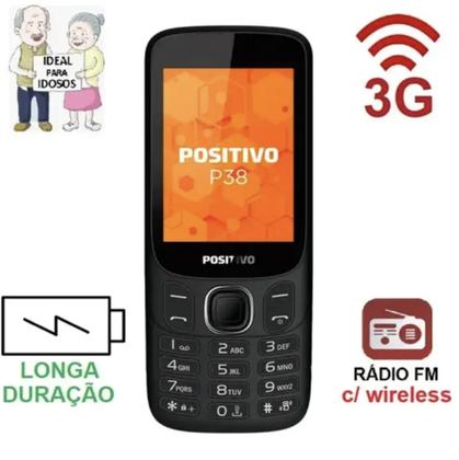 Imagem de Telefone Celular Simples Ideal Para Idosos Positivo P38 3g Botão Grande