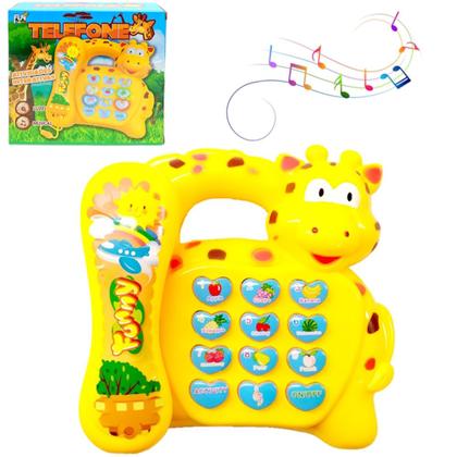 Imagem de Telefone de Girafinha Musical Infantil Fone Com Luz Músicas Sons para Bebês