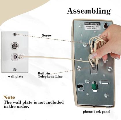 Imagem de Telefone de parede com fio, retrô, design clássico, bege