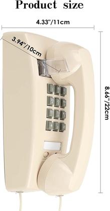 Imagem de Telefone de parede com fio, retrô, design clássico, bege